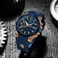 Montre Hommes REWARD - Bracelet Silicone Étanche - Sport Chronographe - Quartz - Bleu Or Rose-2