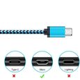 Chargeur pour Huawei P smart 2019 / Huawei P Smart+ 2019 Cable Micro USB Metal Renforcé Data Synchro Bleu 1m-2