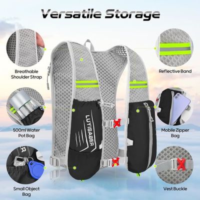 Sac à Dos D'Hydratation Trail - Léger Et Réfléchissant - Pour Course, Rando, Vélo - 1.5L