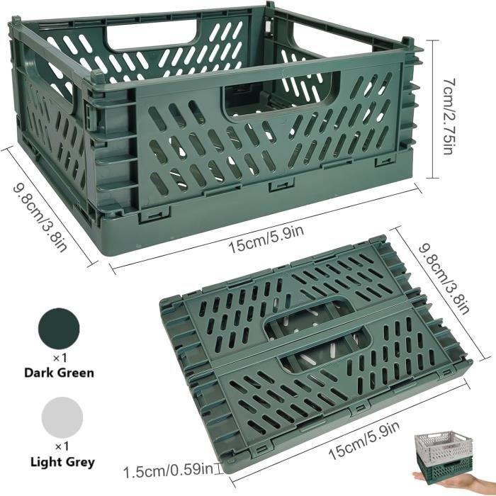 Panier Pliable Lot De 3 Caisses Pliantes Bleu Pigeon - 30x20x12 Cm - Polypropylène Robuste - Rangement Maison Ou Bureau Boîtes Pliables Stockage