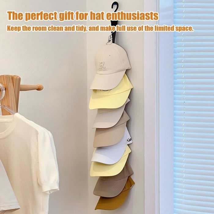 Xtemtoamz Porte Chapeau, Support Chapeau, Porte Casquette Mural, Support Casquette, Rangement Casquette Pour Présentation, Peut Contenir 16 Casquettes De Baseball, Noir