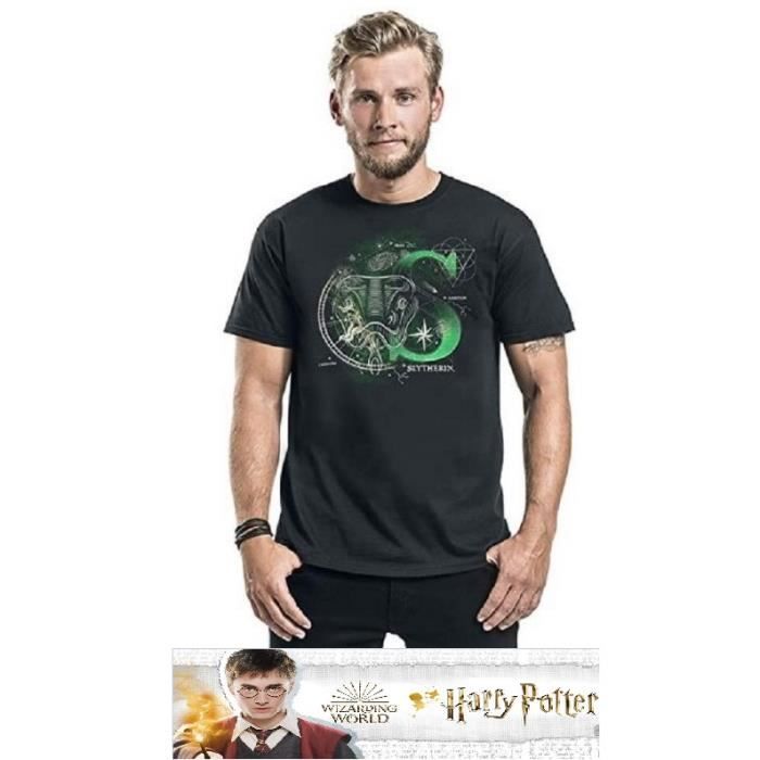 T Shirt Harry Potter Serpentard Phosphorescent couleur noir. Mixte