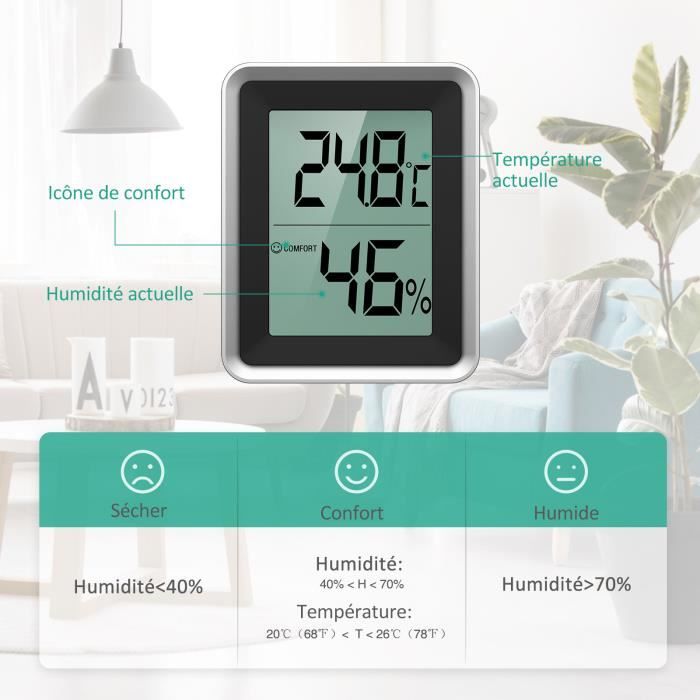 3 Pack Hygromètre Thermomètre Numérique Lcd Affichage Hygromètre Pour  Humidificateur Déshumidificateur Serre Sous-sol Chambre bébé