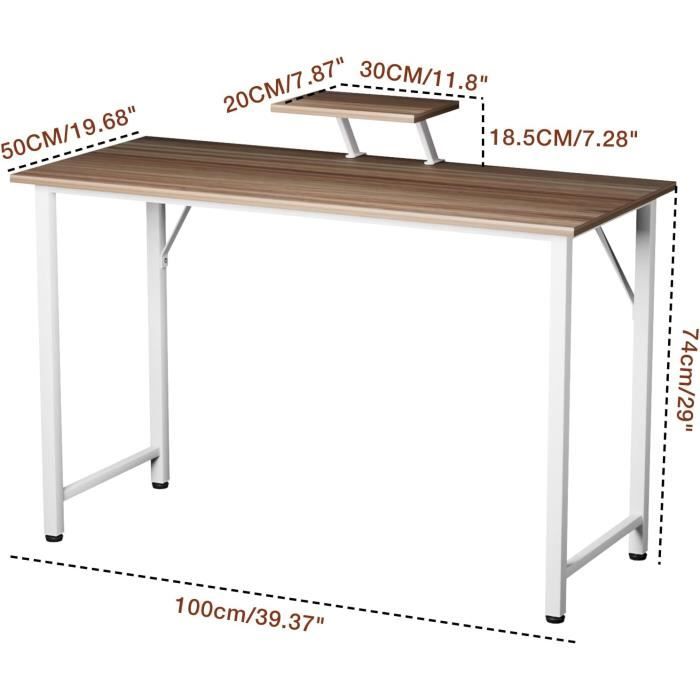 Table De Bureau Pliante Rcynview - Réglable En Hauteur (65-88 Cm), Avec Roulettes, 80x40 Cm