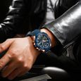 Montre Hommes REWARD - Bracelet Silicone Étanche - Sport Chronographe - Quartz - Bleu Or Rose-3