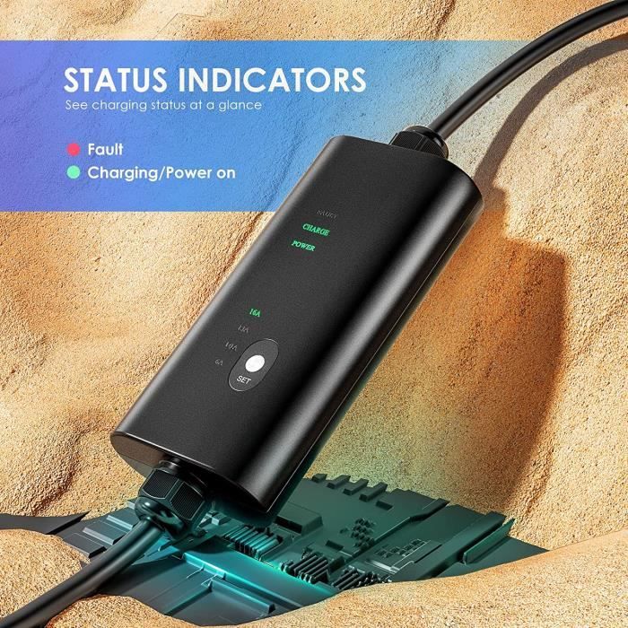 FNRIDS Cable Recharge Voiture Electrique Portable, Chargeur