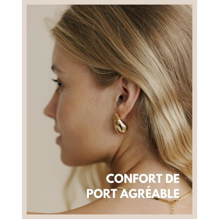 Boucles D'oreilles Femme Goutte D'eau Avec Diamant - Acier Inoxydable Doré - Neuf Avec étiquettes