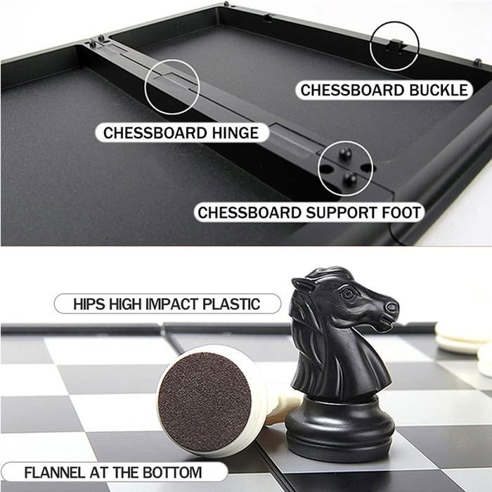 Mini Jeu D'échecs De Voyage En Bois 21x21cm Pliable + Pièces Et Pions Inclus 6902561603512