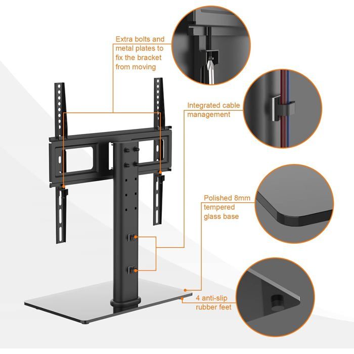 Supporto Da Tavolo GRIFEMA Per TV 13-32 Pollici – Altezza Regolabile, Rotazione 360°, VESA 100x100, Carico 10kg