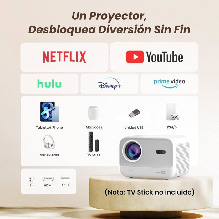 Vidéoprojecteur Yaber L2s avec Son JBL 16W, Natif 1080P, WiFi6