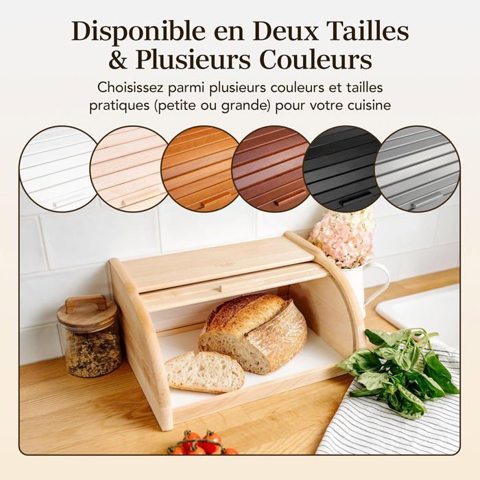 Boites à pain, huches et paniers en bois pour le rangement de la cuisine