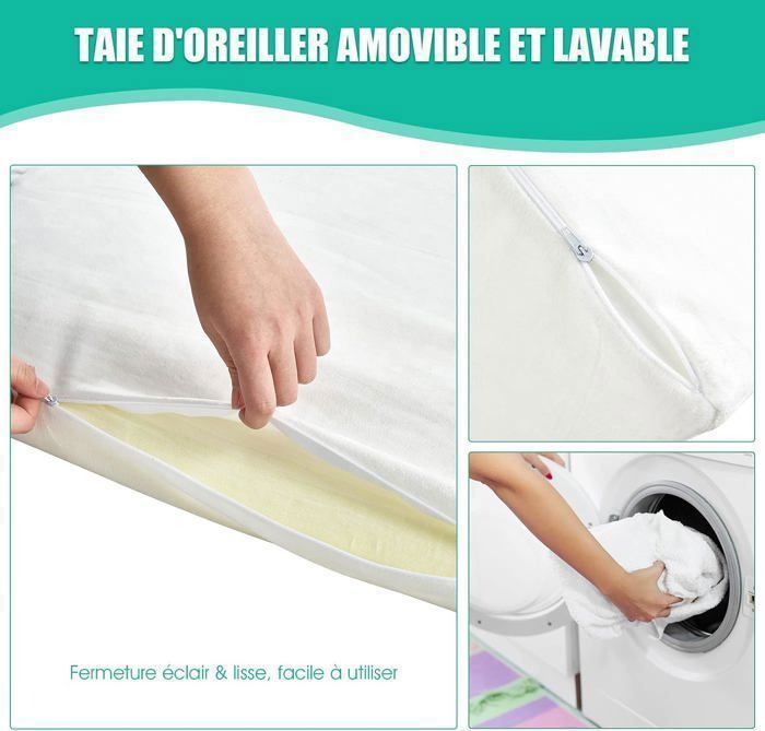 COSTWAY Oreiller Anti-Stress Triangulaire Pliable 7 En 1 - Coussin Élévateur Jambes Et Dos