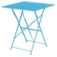 Table de terrasse bleu turquoise en acier Bolero carrée 600 mm-0