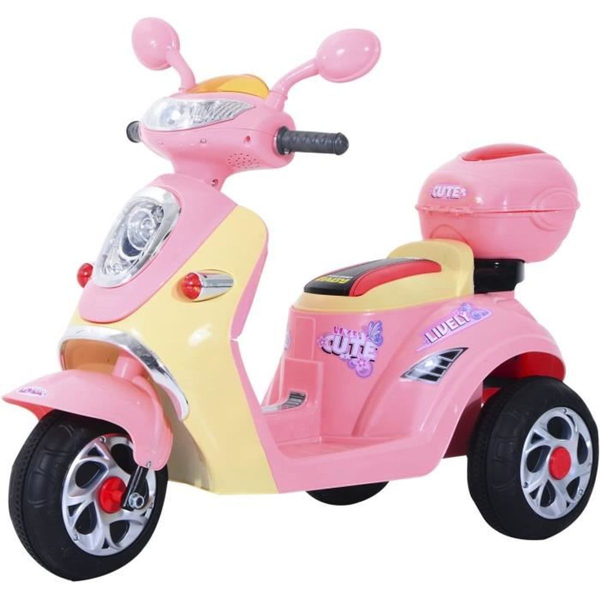 Moto Scooter Electrique Pour Enfants 6 V Env 3 Km H 3 Roues Et Topcase Effet Lumineux Et Sonore Rose Cdiscount Sport