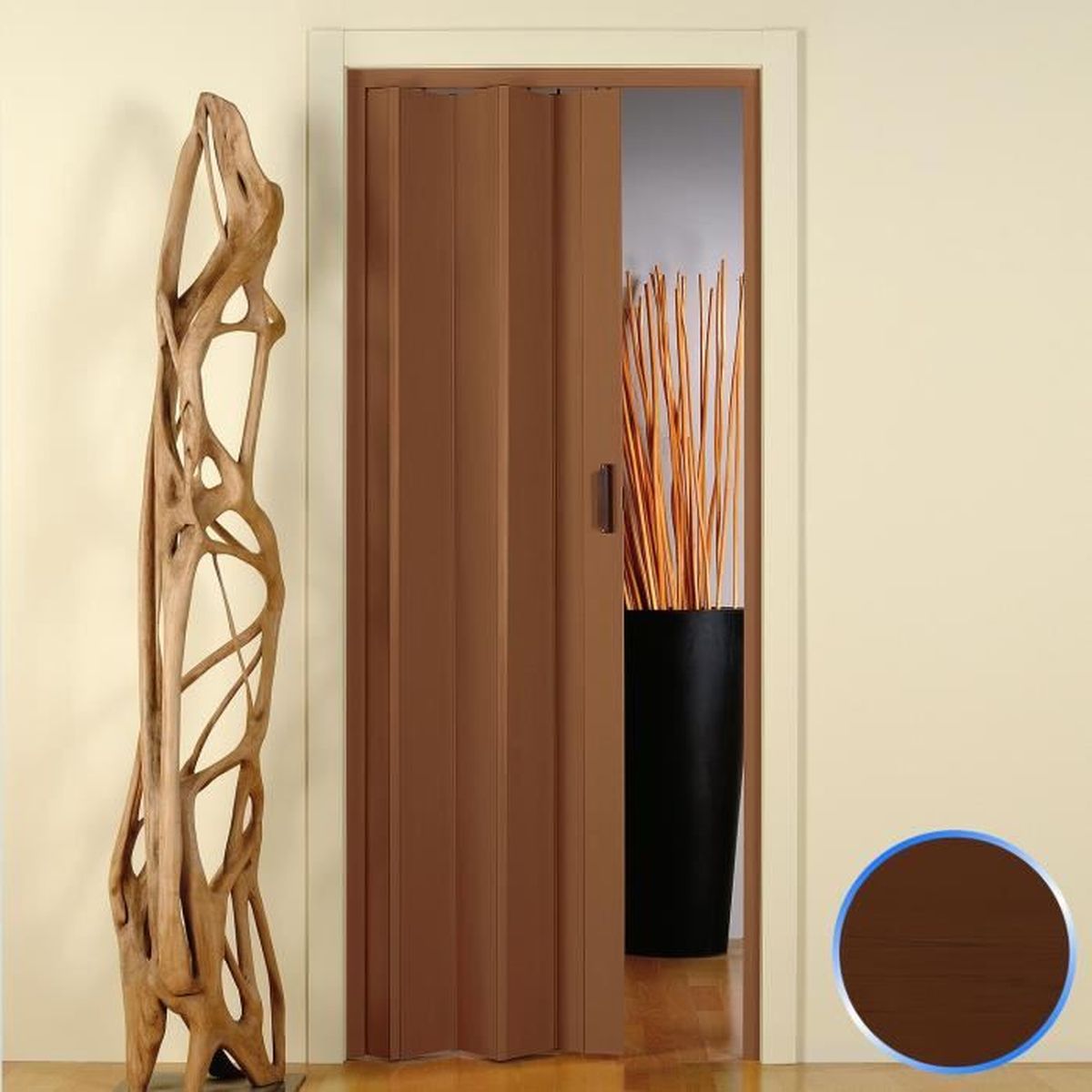 Porte Pliante Noyer Accordeon Reductible Pvc Coulissante 83x214