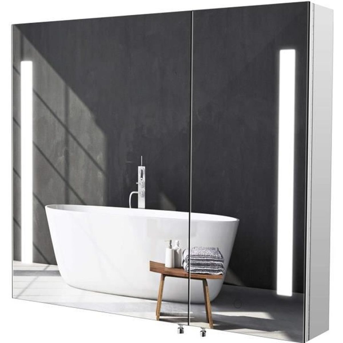 Miroir De Salle De Bain Avec Eclairage Et Prise Achat Vente