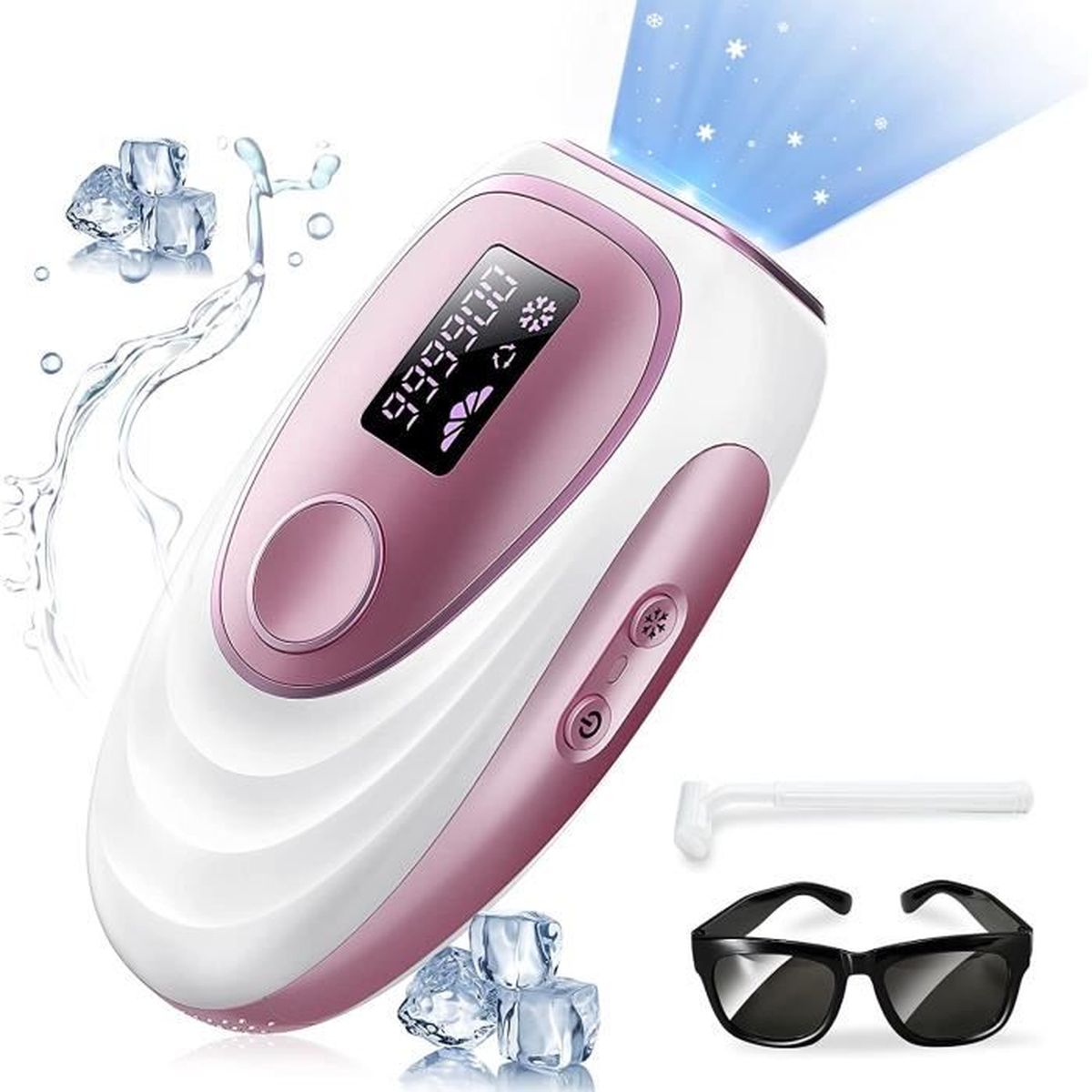 Épilateur Lumière Pulsée de Glace,IPL Epilation Laser Definitive, 999,900 Flashes, 2 Modes et 5