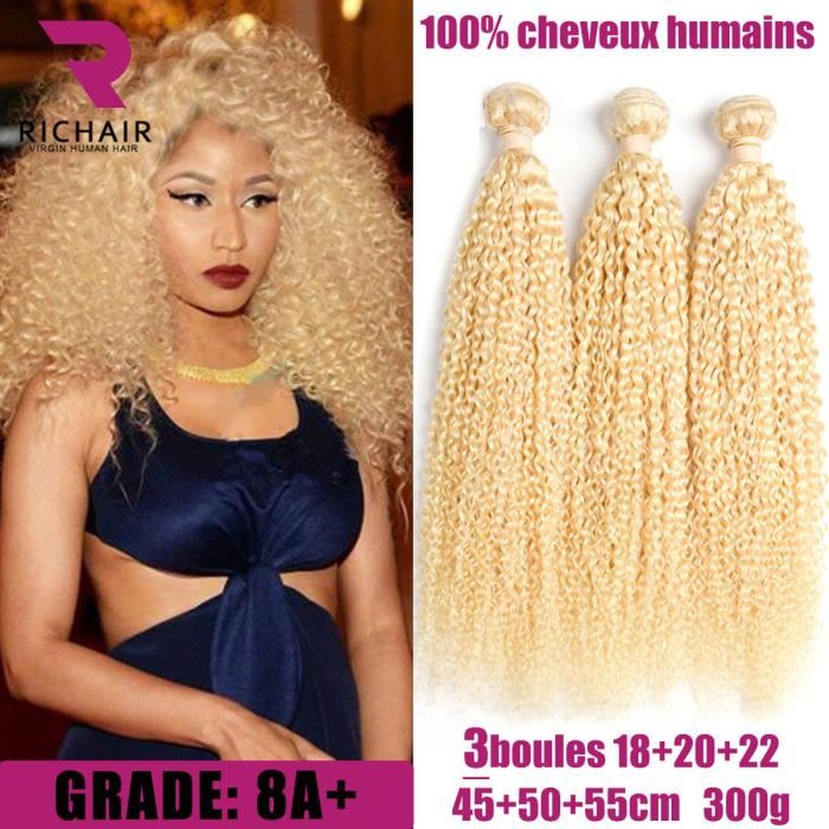 perruque bouclé naturel