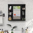 COSTWAY Meuble Mural Salle de Bain Armoire avec Miroir Rangement de Toilette avec Porte et 6 Etagères 65 x 16,5 x 63 CM Noir