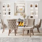 MODFU Lot de 6 chaise de salle à manger en velours avec pieds en bois massif. beige