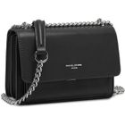 David Jones - Petit Sac Bandoulière Femme - Mini Besace Cuir PU Rigide - Sac Chaînes Porté Epaule - Pochette Soirée - Noir