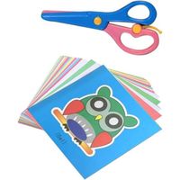 1 pièces Ciseaux de sécurité pour Enfants+96 Feuilles de Papier-Kit d'activités Amusantes pour la Maternelle-Jouet éducatif éducatif