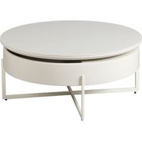 Table basse - RONDA - acier, bois et céramique - blanc laqué - design contemporain