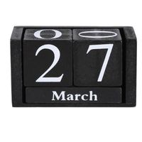 ZJCHAO calendrier Calendrier en bois vintage bureau bloc de bois mois affichage de la date décoration de bureau à domicile noir