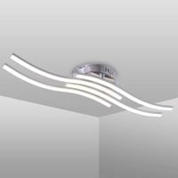 Plafonnier LED d'Argent, Blanc Neutre 4000K,  53 * 7 * 13 CM, LED Intégrée 24W, Lustre pour Salon Cuisine Chambre