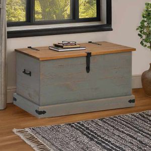 Coffre En Bois Rustique Flammé 80x50x39 Cm - Rangement & Déco - Vintage Möbel