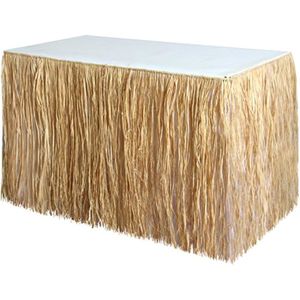 SVUPUE Jupe De Table Hawaii Dorée 275 X 60cm - Décoration Fête Tropicale Avec Fleurs Multicolores