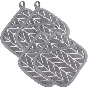 ChAusa 4 Maniques Cuisine Antidérapantes Coton - Résistantes Chaleur Avec Poche Et Boucle
