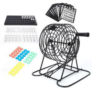 LOTO - BINGO Jeu de bingo avec cage en métal, jeu de bingo trad