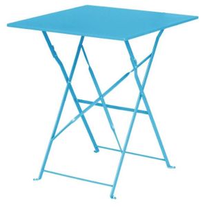 TABLE DE JARDIN  Table de terrasse bleu turquoise en acier Bolero c