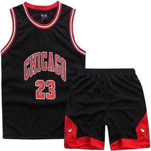 TENUE DE BASKET-BALL Tenue Basket Enfant,2 Pièces Ensemble Basket Enfant,Pop Maillot Basket Enfant,Maillot de Basket Enfant-Avec numéro 23 - noir