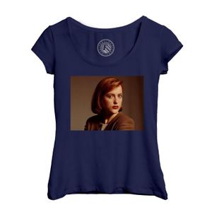 T-SHIRT T-shirt Femme Col Echancré Bleu Gillian Anderson T