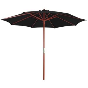 PARASOL vidaXL Parasol avec mât en bois 300x258 cm Noir