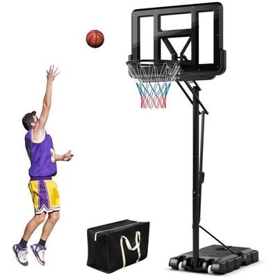 Homcom Panier de basket-ball, support réglable en hauteur, cible de fléchettes magnétique 129-179cm