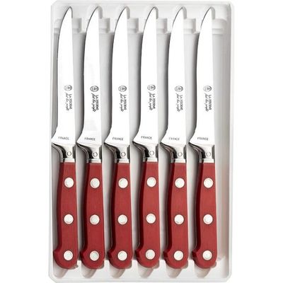 Lot De 4 Couteaux à Steak La Fourmi - Lame Inox 10 Cm, Manche ABS Rouge Avec 3 Rivets, Neufs Sous Blister