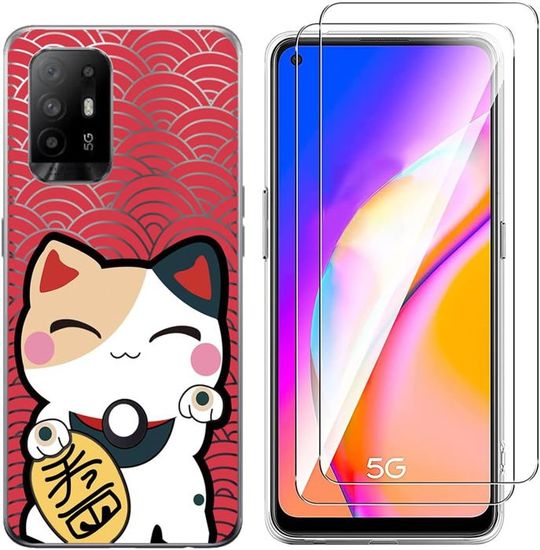 RankOne Cover Per OPPO A94 5G Con Design CD E Texture Similpelle - Protettiva E Antigraffio (Bianco)
