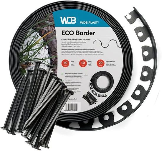 Lot De 20 Piquets D'Ancrage En Plastique 25 Cm - Pour Bordures De Pelouse, Tuyaux D'Arrosage - Anthracite - 13