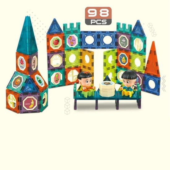 DODUOS 108 Pièces Blocs Magnétiques Cubes - Jeux Construction 3D - Dès 3 Ans - Cadeau Anniversaire/Noël - Sac De Rangement