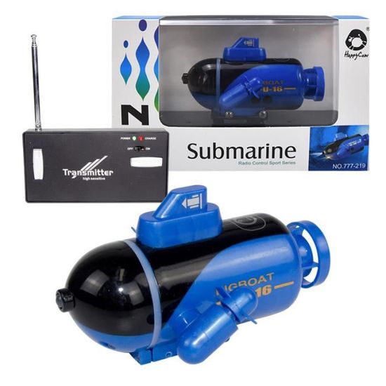 Bleu-Mini sous marin RC étanche pour enfants, bateau télécommandé