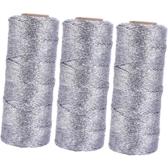 Ficelle De Noël Coton 2 Mm - 4 Rouleaux De 100 M (vert, Rouge, Noir, Blanc) Pour Emballage Cadeaux Et DIY