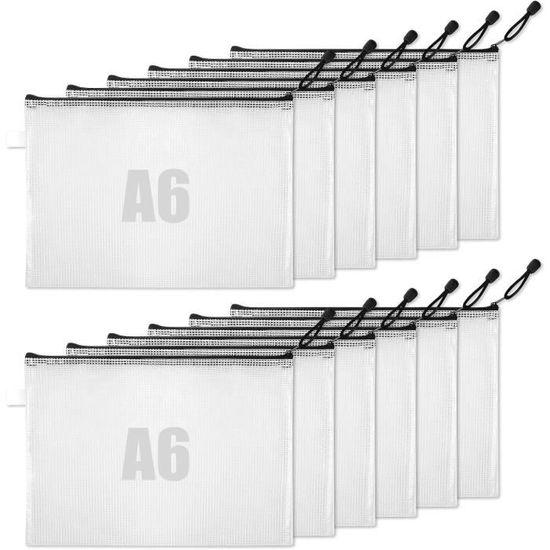 Lot De 12 Pochettes Transparentes à 6 Trous Pour Classeur A6 Avec