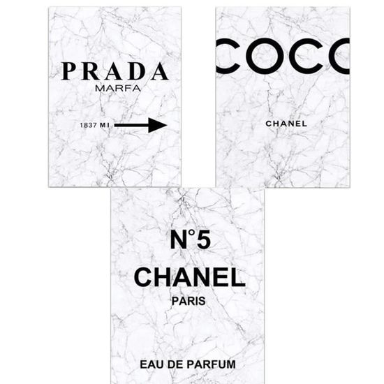 Mode marbre Prada Citations Affiche Noir Blanc Vogue Plume Femme