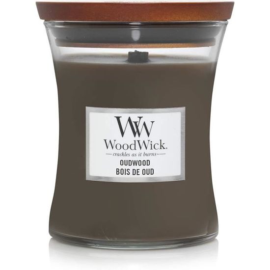 WoodWick Ellipse bougie parfumée avec mèche qui crépite, Teck blanc, Temps de combustion jusqu'à 50 heures[265]