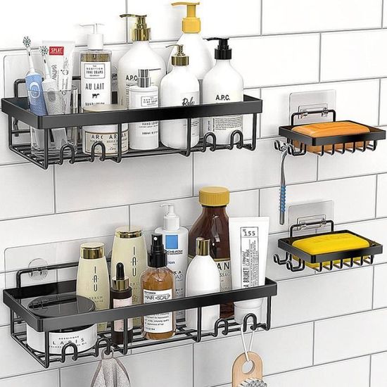 Étagère Murale Pour Salle De Bain Avec Ventouses - 41x11x11 Cm - Transparente, Lavable - Rangement Savon, Brosse à Dents