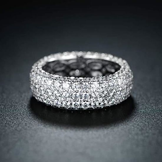 Epinki Bague Strass Argentée 3mm Acier Inoxydable - Bague Empilable Mariage Femme Avec Zirconium Blanc, Anti-Allergie
