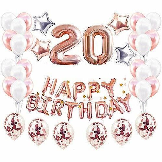 Jinsu Or Rose Ans Anniversaire Ballons Decorations Pour Filles 48 Pcs Inclure Happy Birthday Ballon Banniere Ballon A Etoiles Cdiscount Maison